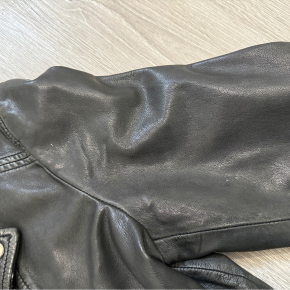 Topshop Women's Black Classic Real Leather Biker Jacket - Picture 4 of 6